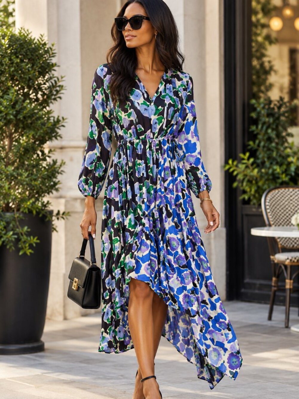Christian Wijnants Danica Silk Blend Floral Asymmetric Dress 34